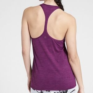 Athleta High Neck Shadow Stripe Chi Tank Plum Purple Skinny Racerback